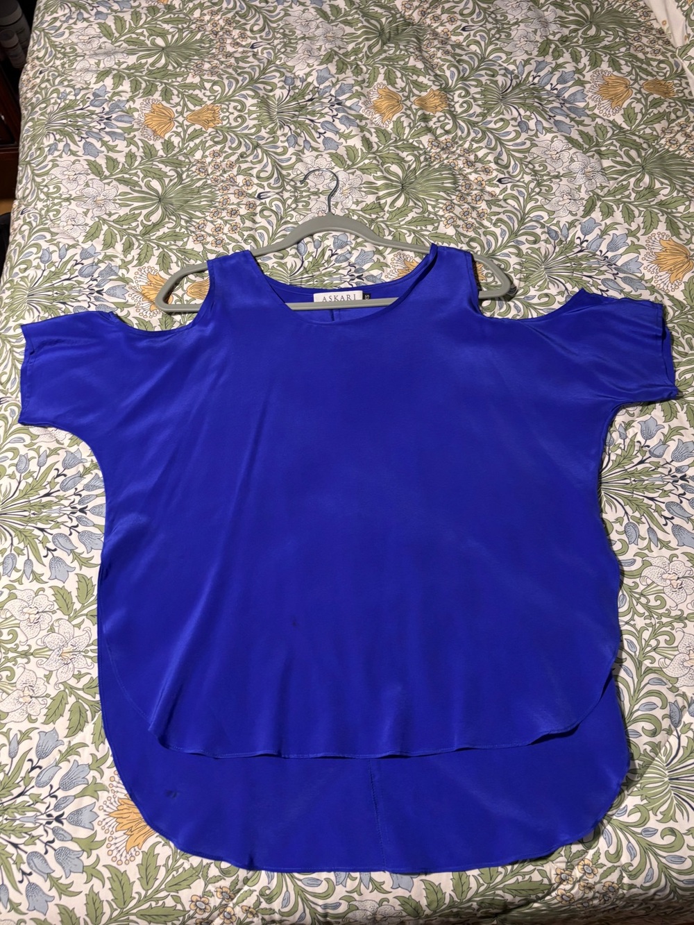 Askari Beverly Top in Royal Blue Cold-Shoulder Blouse XS